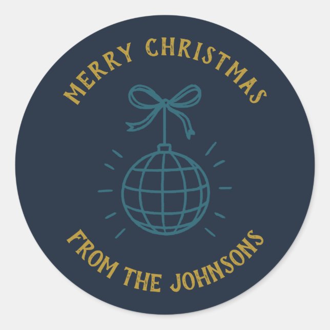 Personalized Family Name Merry Christmas  Runder Aufkleber (Vorderseite)