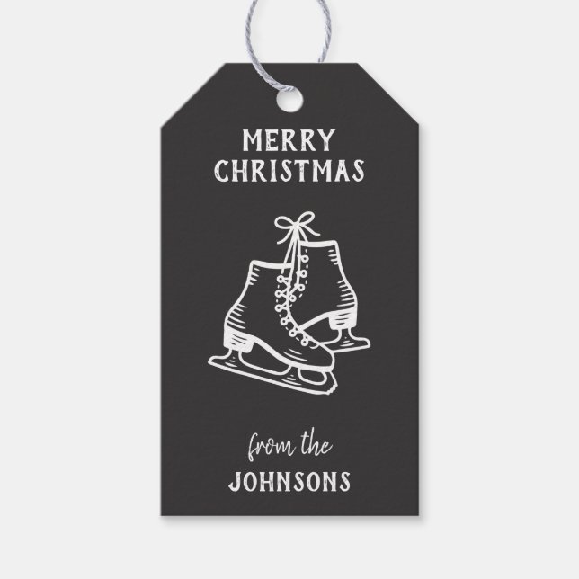 Personalized Family Name Merry Christmas Skates Geschenkanhänger (Vorderseite)