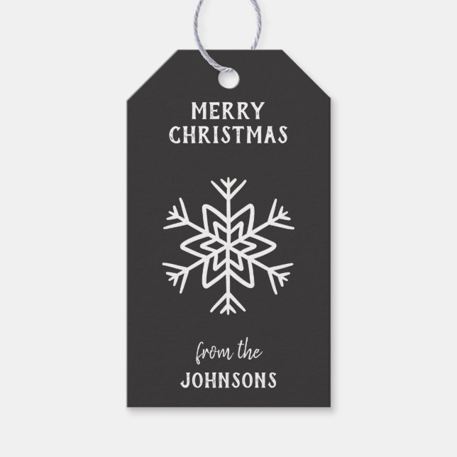Personalized Family Name Merry Christmas Snowflake Geschenkanhänger (Vorderseite)
