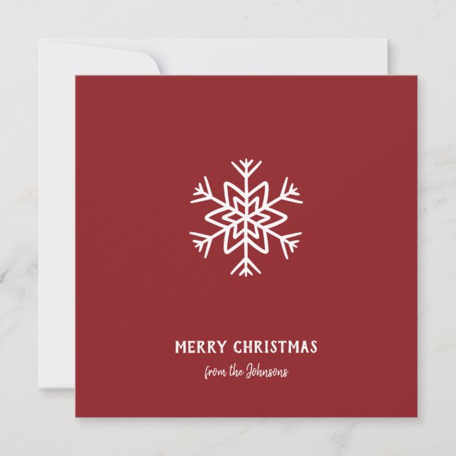 Personalized Family Name Merry Christmas Snowflake Karte (Vorderseite)