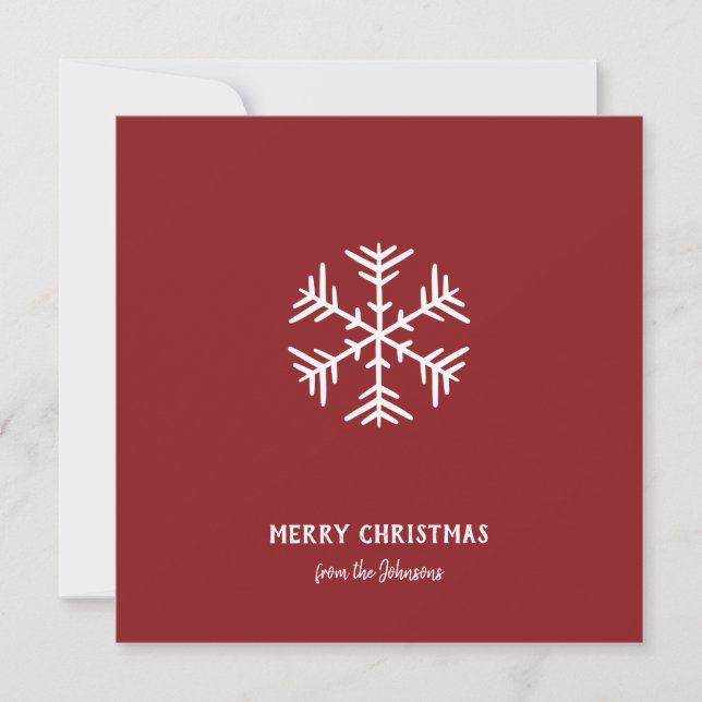 Personalized Family Name Merry Christmas Snowflake Karte (Vorderseite)