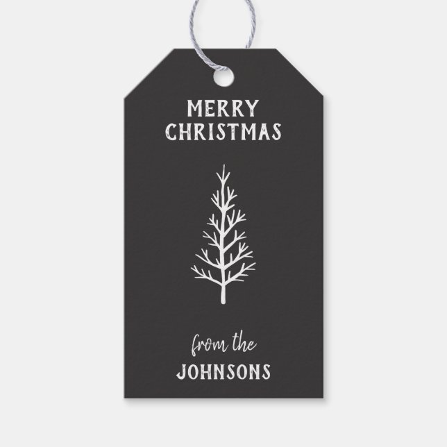 Personalized Family Name Merry Christmas Tree Geschenkanhänger (Vorderseite)