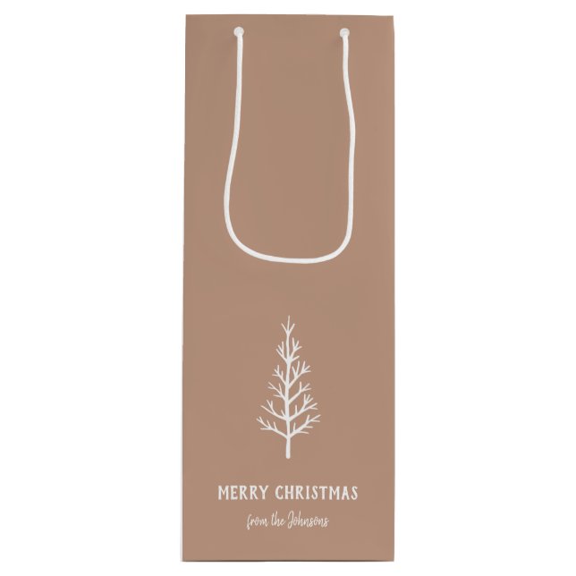 Personalized Family Name Merry Christmas Tree Geschenktüte Für Weinflaschen (Vorderseite)