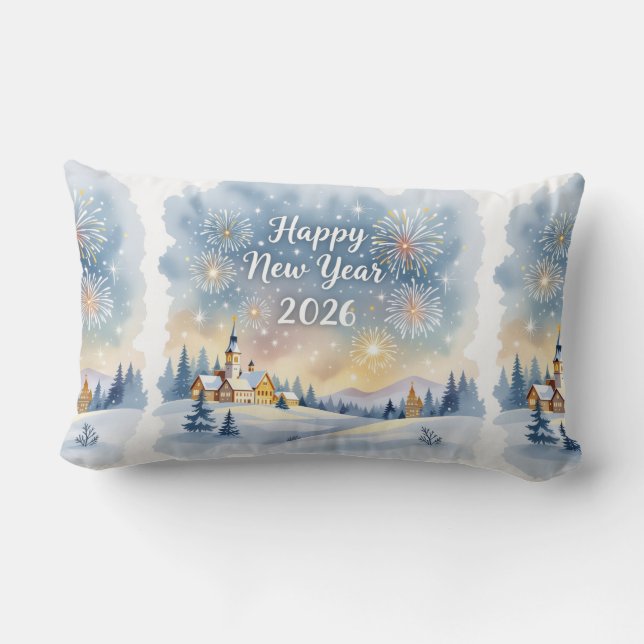 Personalized Family Name New Year Throw Pillow Lendenkissen (Rückseite)