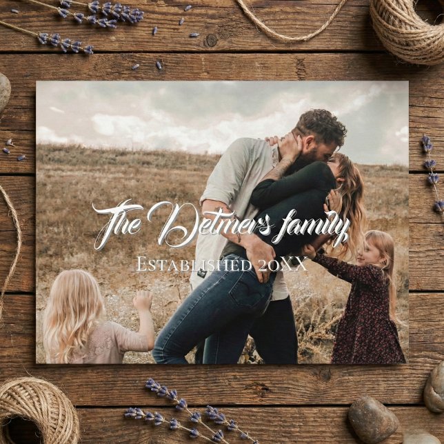 Personalized Family Name Script Photo  Postkarte (A Keepsake They’ll Keep Forever.)