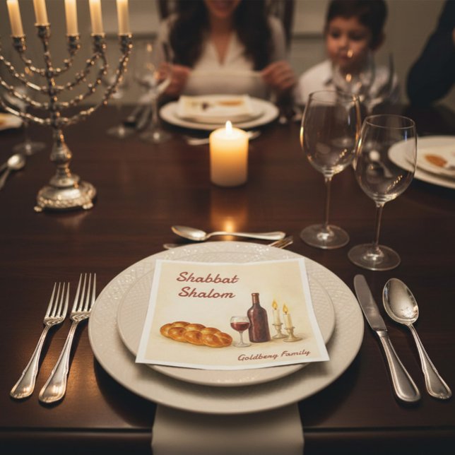 Personalized Family Name Shabbat Shalom Serviette (Von Creator hochgeladen)