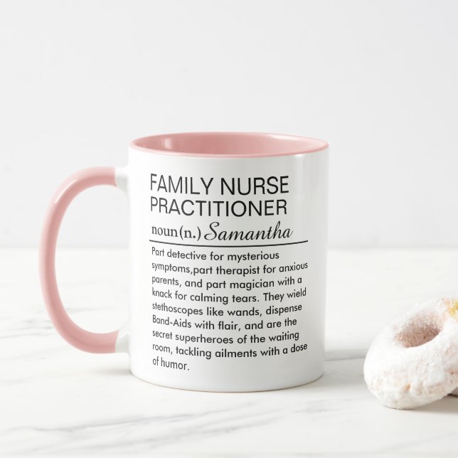Personalized Family Nurse Practitioner Definition  Tasse (Mit Donut)