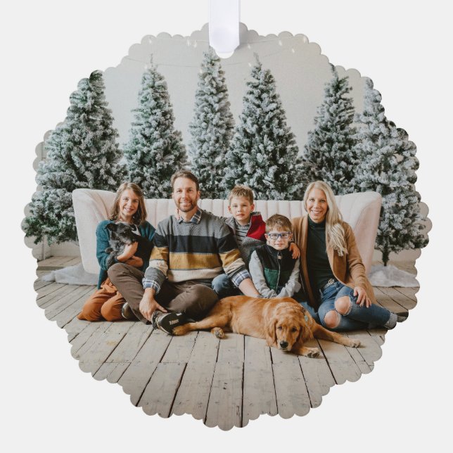 Personalized Family Photo Christmas Ornament Tag Karte (Vorderseite)