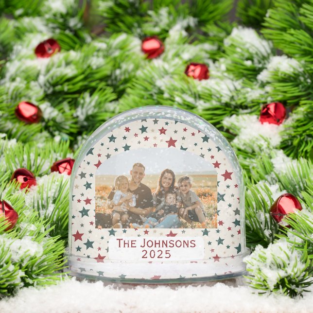 Personalized Family Photo Christmas Stars Schneekugeln (Weihnachten)