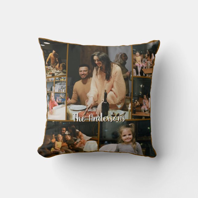 Personalized Family Photo Collage Throw Pillow Kissen (Vorderseite)