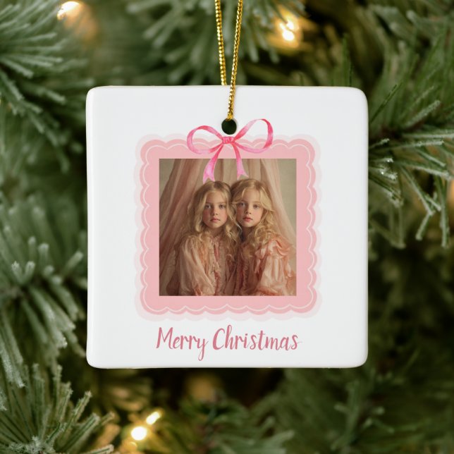 Personalized Family Photo Merry Christmas Ornament (Baum)