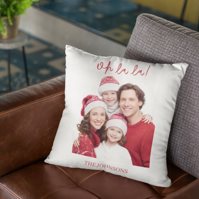 Personalized Family Photo & Name Christmas Pillow Kissen (Von Creator hochgeladen)