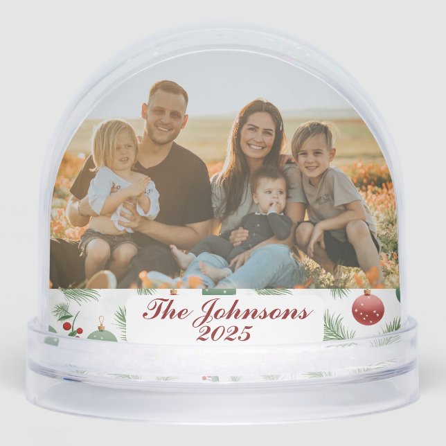 Personalized Family Photo Snow Globe Custom Name Schneekugeln (Vorderseite)
