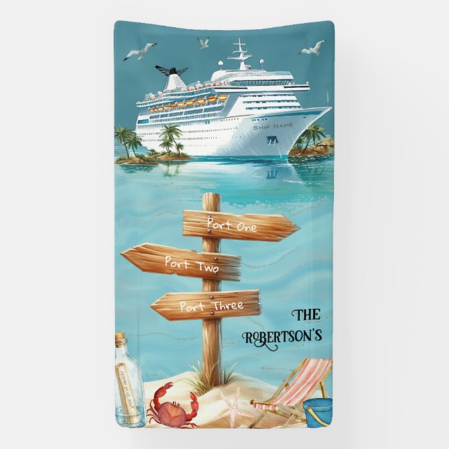 Personalized Family Ports Sign Cruise Door Banner (Vertikal)