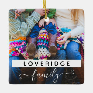 Personalized Family Surname Custom Foto Christmas Keramikornament