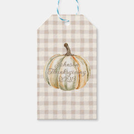 Personalized Family Thanksgiving Neutral Gingham  Geschenkanhänger