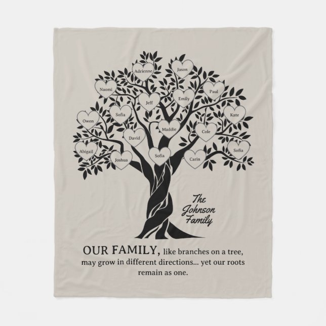 Personalized Family Tree Black And Tan Fleecedecke (Vorderseite)