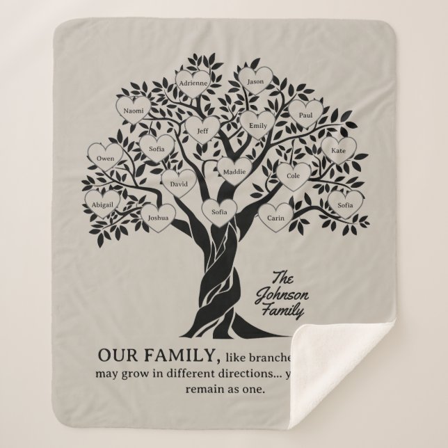 Personalized Family Tree Black And Tan Sherpadecke (Vorderseite)