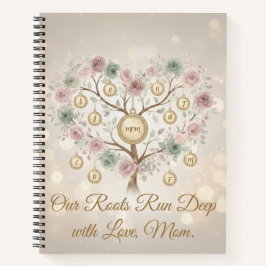 Personalized Family Tree Floral Notebook Notizbuch