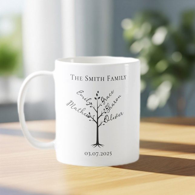 Personalized Family Tree Mug | Custom Name Tree  Kaffeetasse (Von Creator hochgeladen)