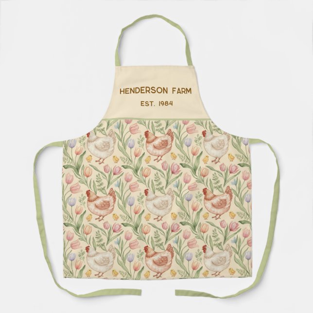 Personalized Farmhouse Hen Apron Schürze (Vorderseite)