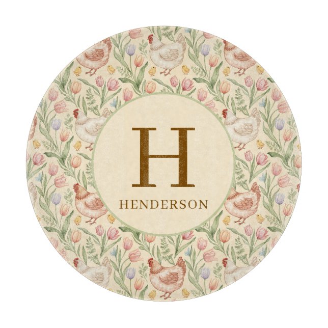 Personalized Farmhouse Monogram Glass Board Schneidebrett (Vorderseite)