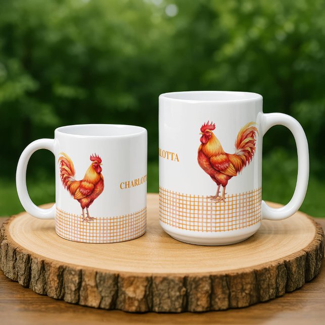 Personalized Farmhouse Rooster Name Mug Kaffeetasse (Von Creator hochgeladen)