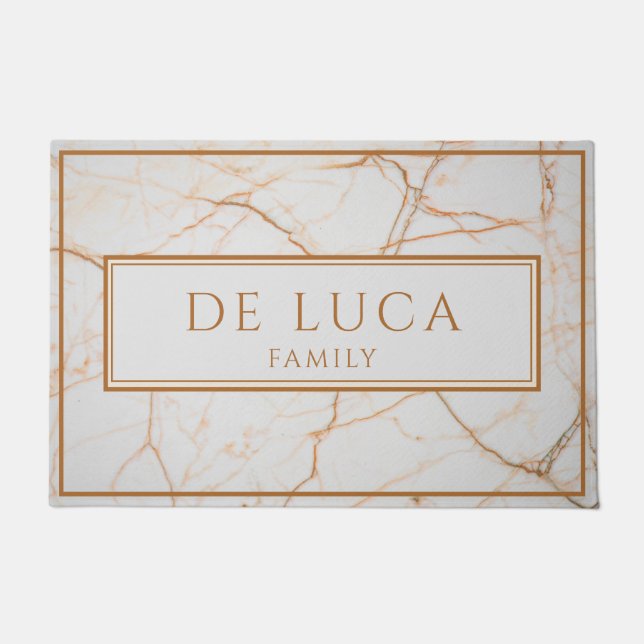 Personalized Faux White Marble Fußmatte (Vorderseite)
