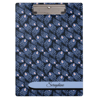 Personalized Feather Clipboard | Blue Pattern Klemmbrett