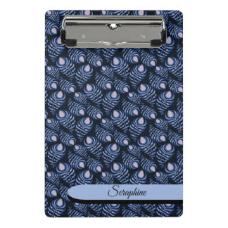 Personalized Feather Clipboard | Blue Pattern Mini Klemmbrett
