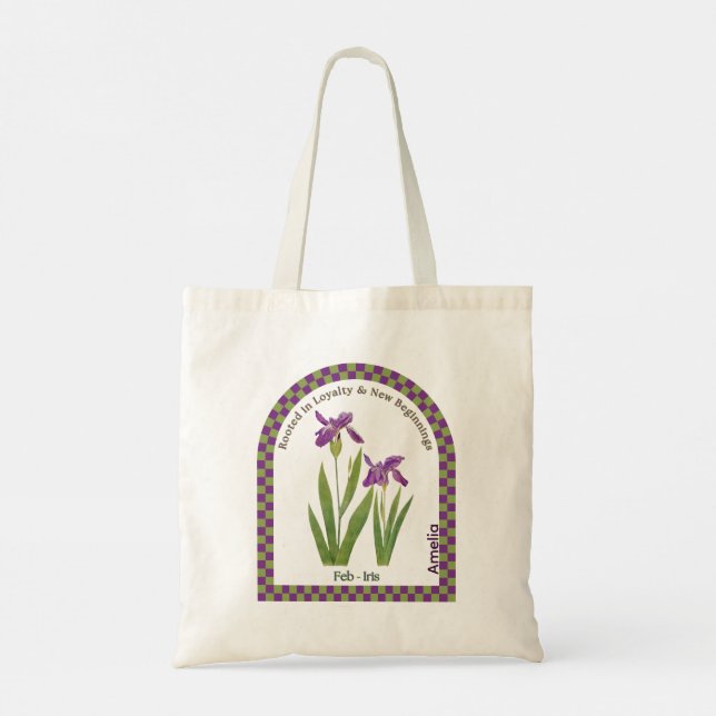 Personalized February Birth Month Flower Tote Bag Tragetasche (Rückseite)