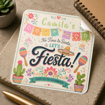 Personalized Fiesta Birthday Sticker for Girls