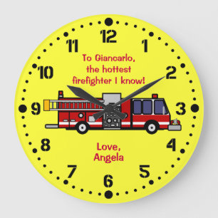 Personalized Firefighter Gift Firetruck Wall Clock Große Wanduhr
