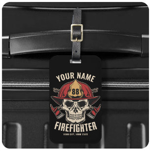 Personalized Firefighter Skull Fireman Fire Dept Gepäckanhänger