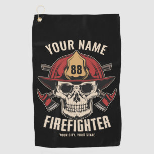 Personalized Firefighter Skull Fireman Fire Dept Golfhandtuch