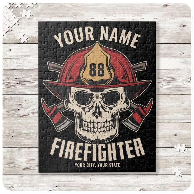 Personalized Firefighter Skull Fireman Fire Dept Puzzle (Von Creator hochgeladen)