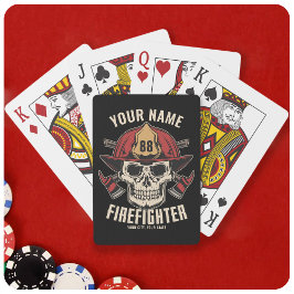 Personalized Firefighter Skull Fireman Fire Dept Spielkarten