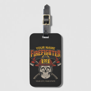 Personalized Fireman Skull Helmet Achse Firefighte Gepäckanhänger