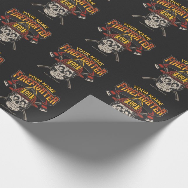 Personalized Fireman Skull Helmet Achse Firefighte Geschenkpapier (Ecke)