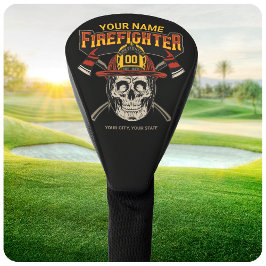 Personalized Fireman Skull Helmet Achse Firefighte Golf Headcover