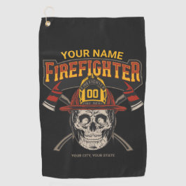 Personalized Fireman Skull Helmet Achse Firefighte Golfhandtuch