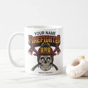 Personalized Fireman Skull Helmet Achse Firefighte Kaffeetasse