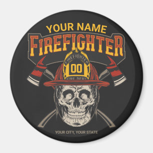 Personalized Fireman Skull Helmet Achse Firefighte Magnet
