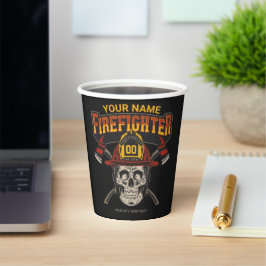Personalized Fireman Skull Helmet Achse Firefighte Pappbecher