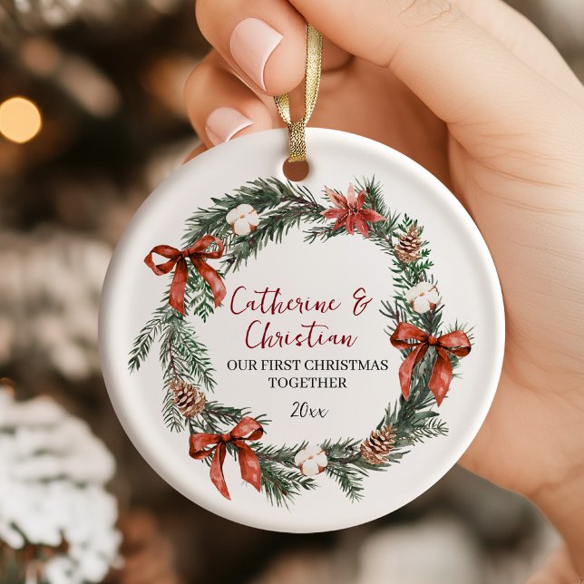 Personalized First Christmas Together Keramik Ornament (Von Creator hochgeladen)