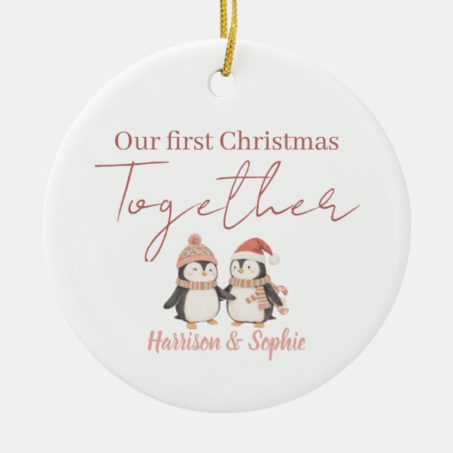 Personalized first Christmas together newlyweds  Keramik Ornament (Vorne)