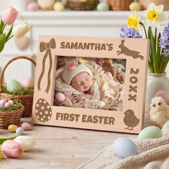 Personalized First Easter-Bunny, Eggs, Chick, Bow Geätzte Rahmen (Von Creator hochgeladen)