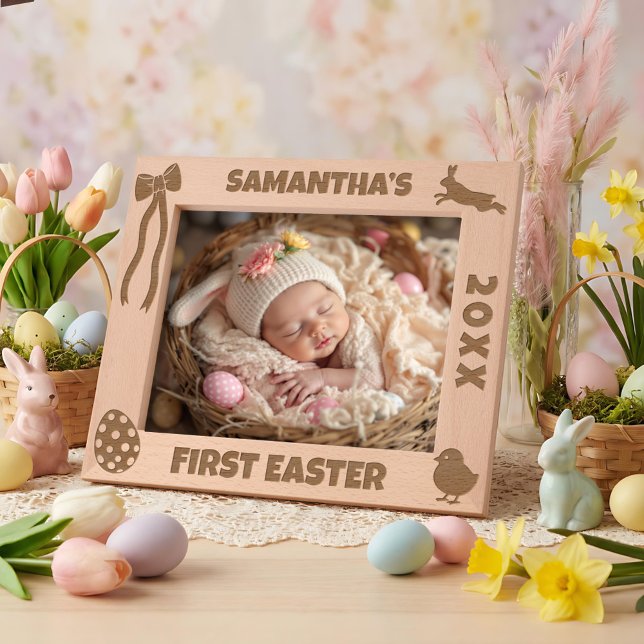 Personalized First Easter-Bunny, Eggs, Chick, Bow Geätzte Rahmen (Von Creator hochgeladen)
