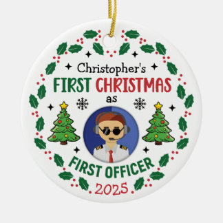 Personalized First Officer Custom Name Christmas Keramik Ornament