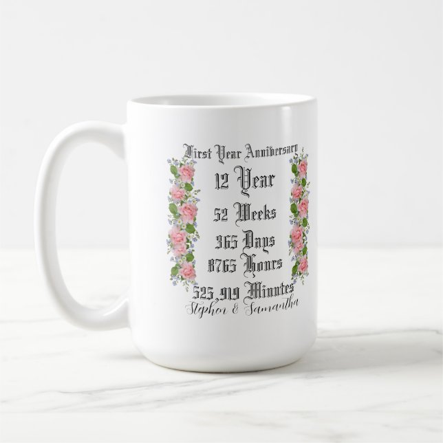 Personalized first  year anniversary typography  kaffeetasse (Links)